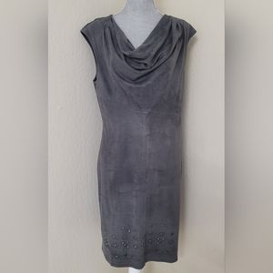 SAKS FIFTH AVENUE Gray Sleeveless Cowl Neckline Formal Dress Size 14